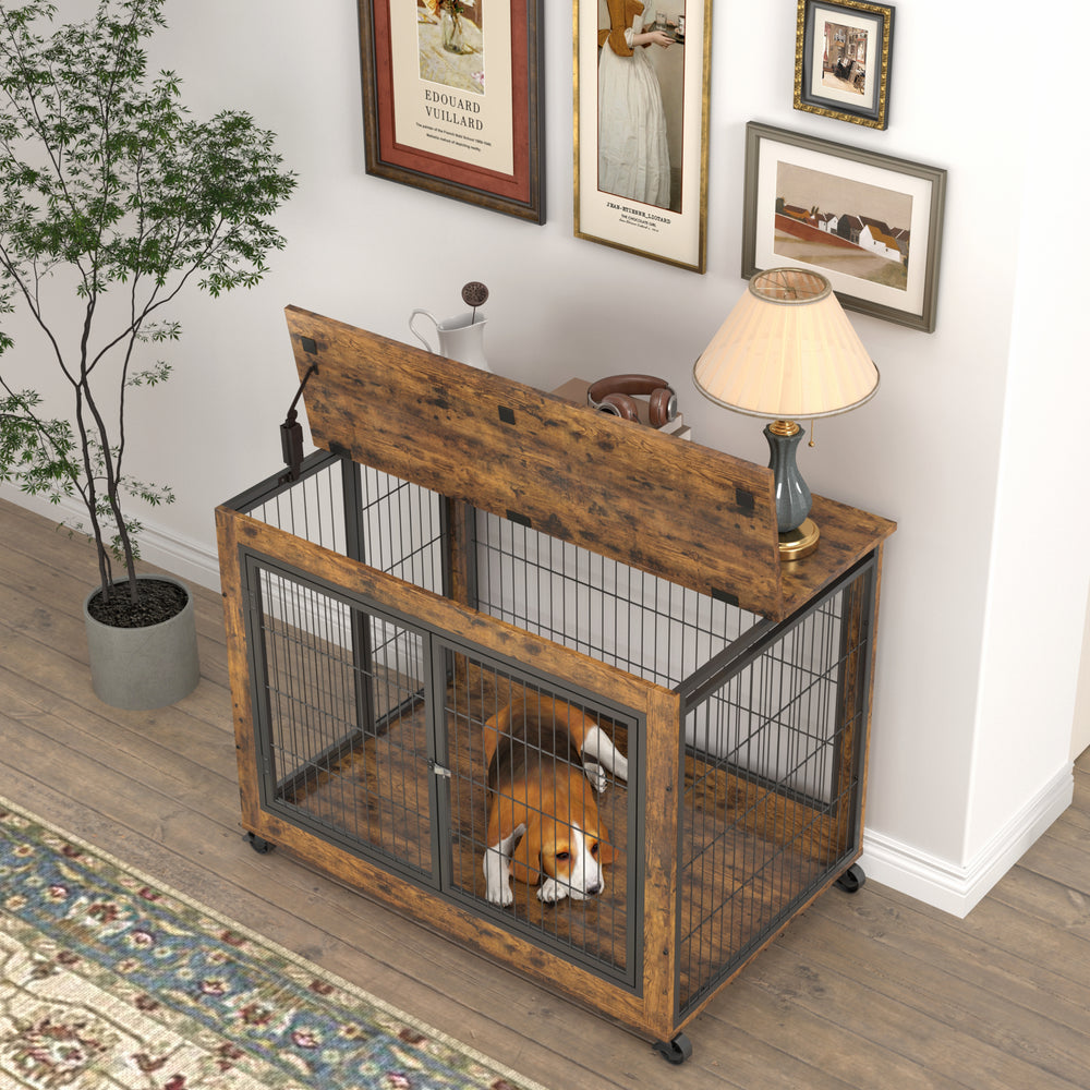 Rustic Double-Door Dog Crate