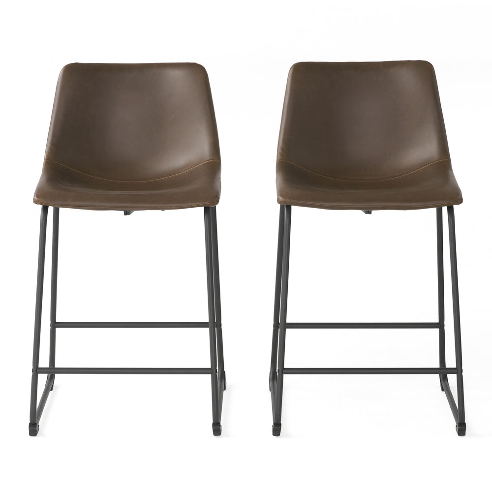 Chic Vintage Brown Counter Stools - Set of Two