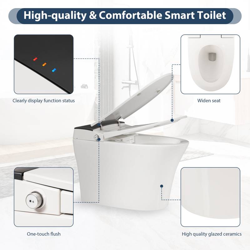 Smart Heated Toilet with Foot Flush and Night Light