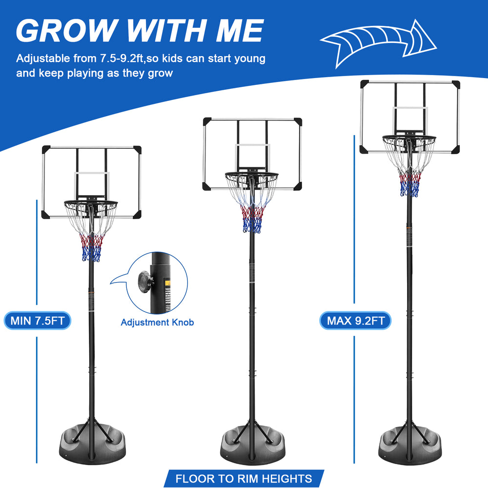 Adjustable Portable Basketball Hoop with Wheels