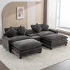 Cozy Black Chenille Sectional Sofa with Ottomans and USB Ports