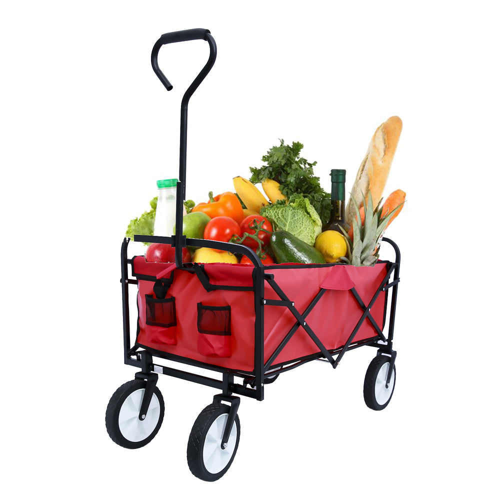 Bright Red Folding Wagon for Gardens & Beaches