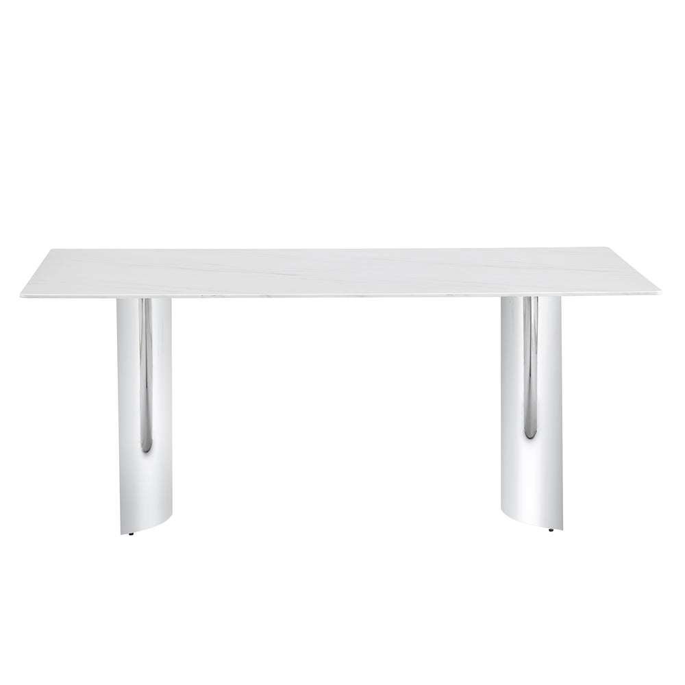 Chic White Marble Dining Table