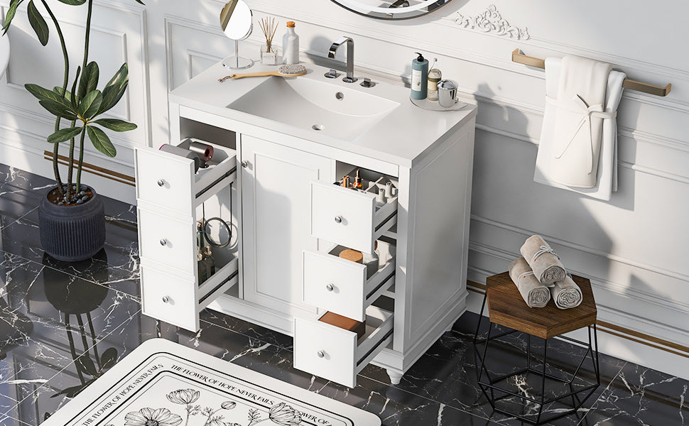 Sleek White Vanity with Storage & Sink