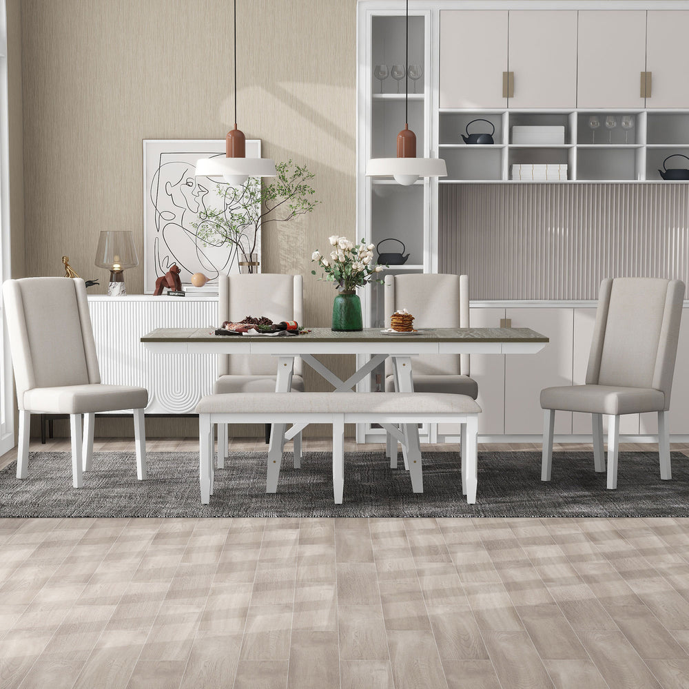 Versatile Dining Set with Extendable Table and Cozy Seating