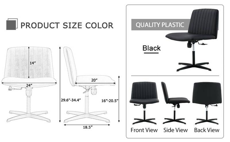 Sleek Black Adjustable Swivel Chair for Home & Office