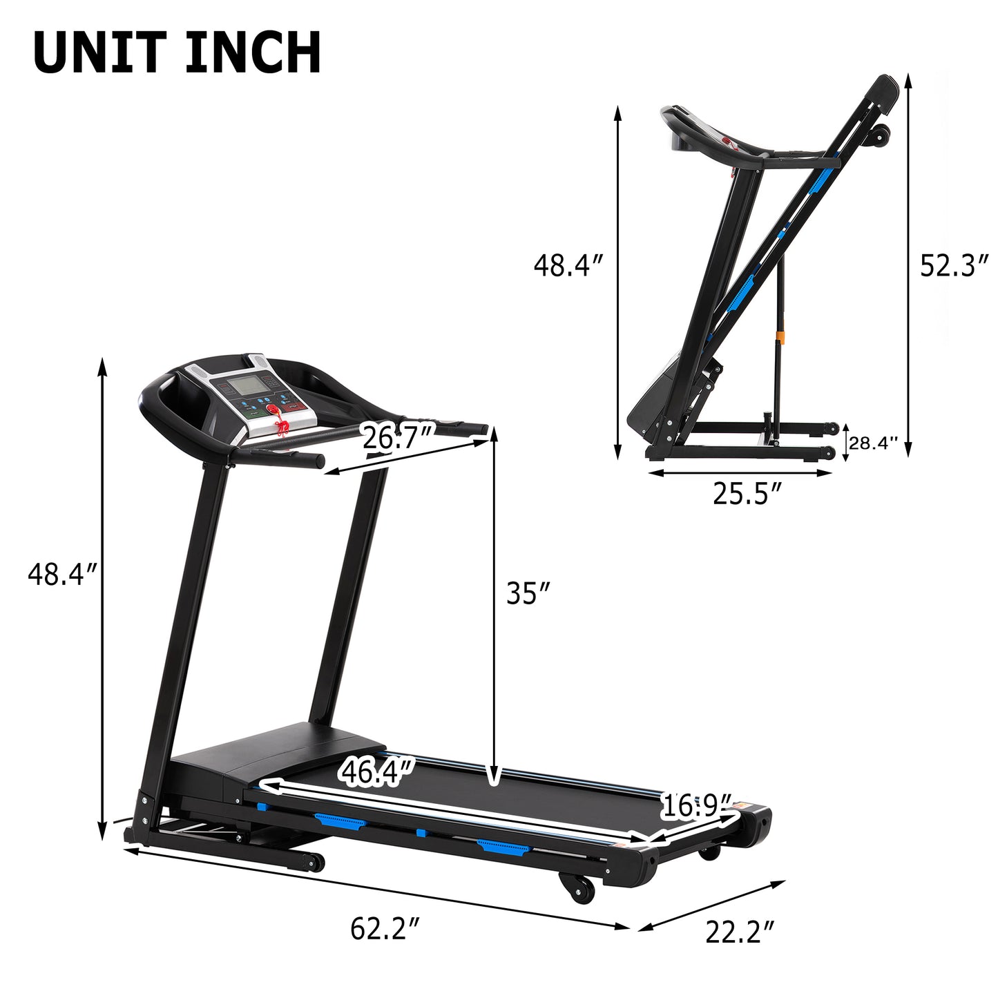 Smart Foldable Treadmill with Bluetooth & Incline