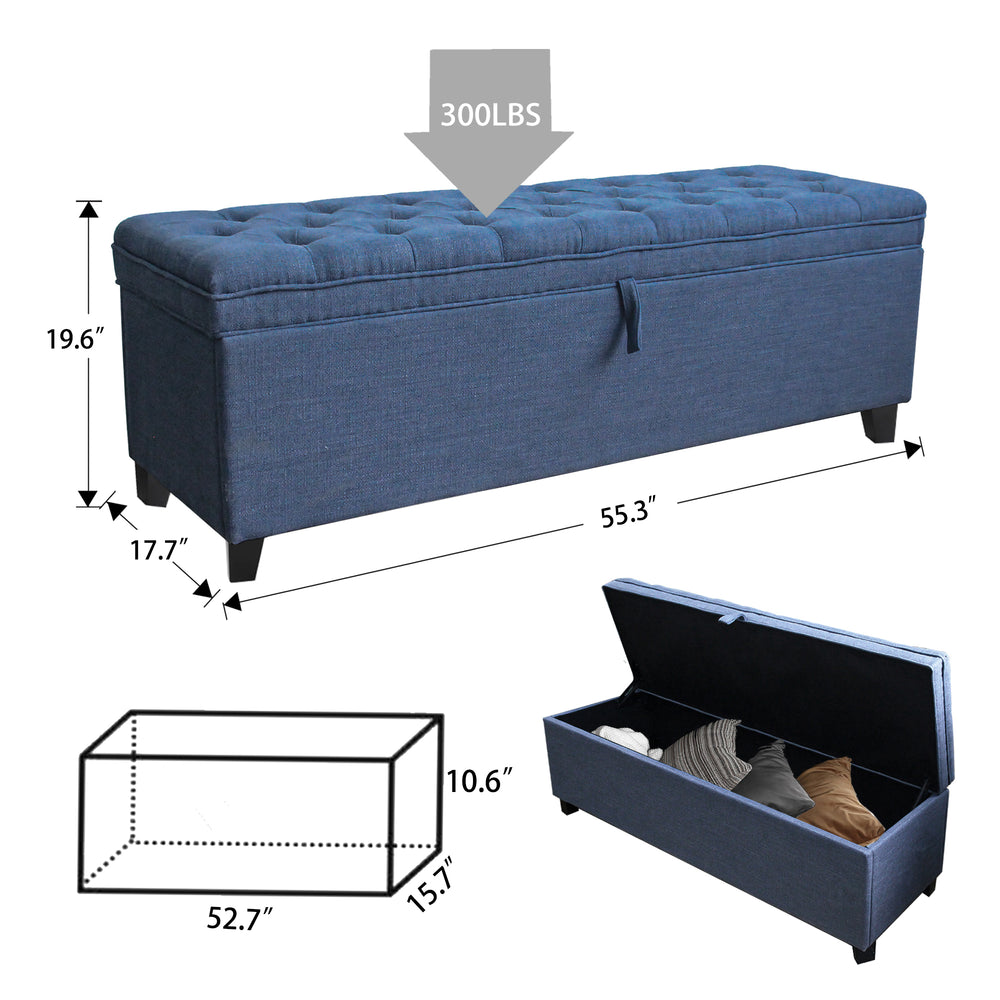 Cozy Blue Storage Bench: Stylish & Functional Seating with Hidden Space