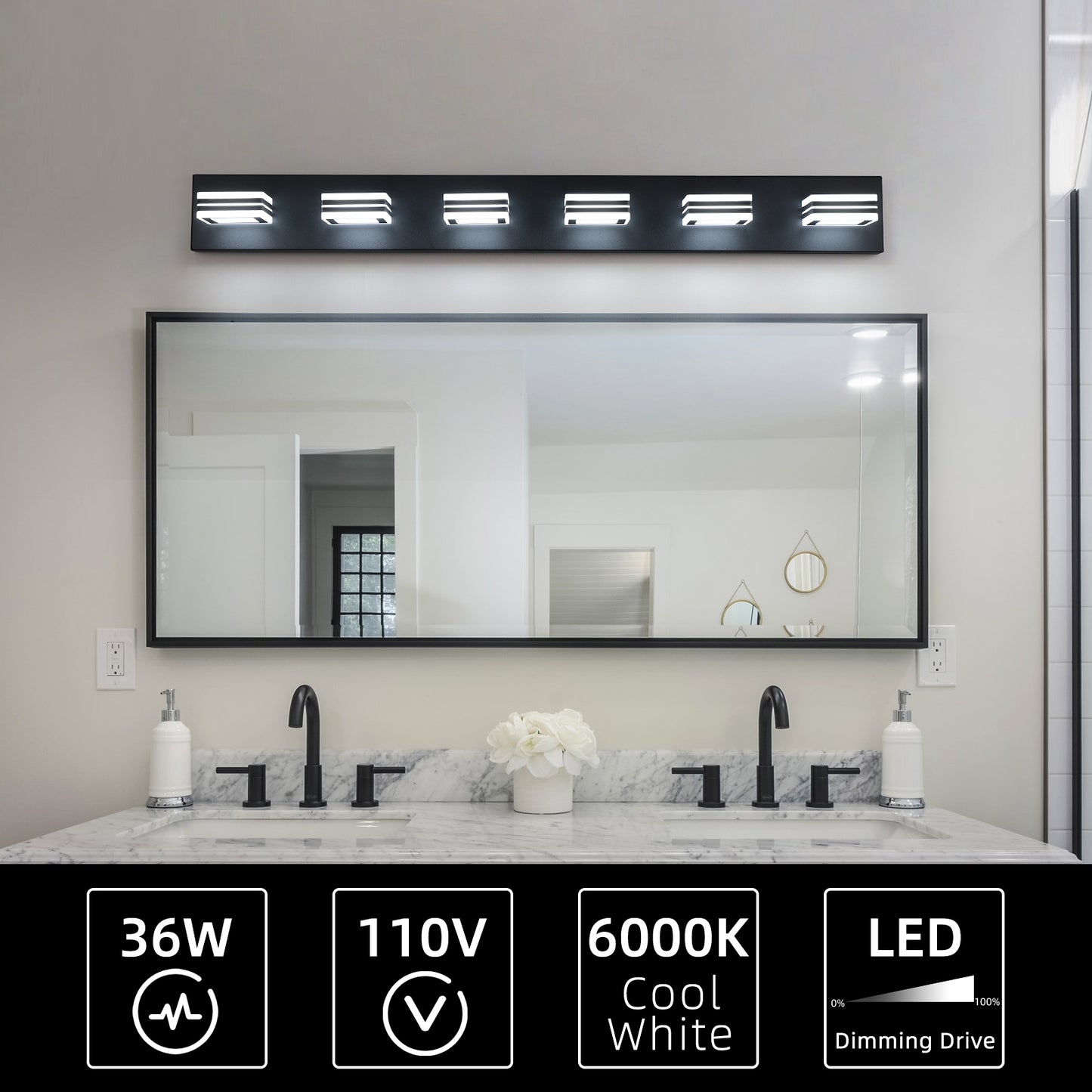 Sleek Black LED Vanity Light Fixture