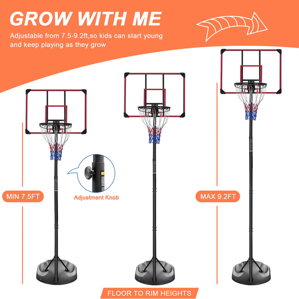 Adjustable Portable Basketball Hoop with Wheels