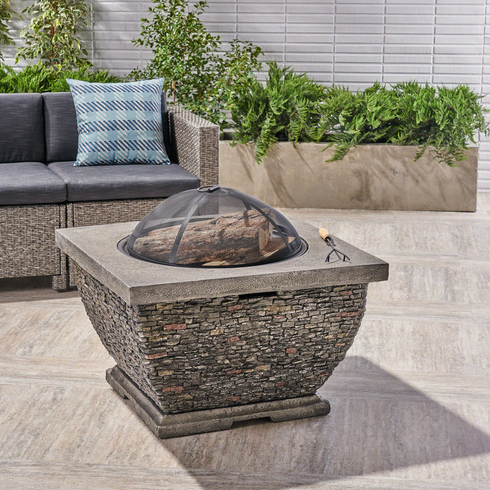 Cozy Grey Square Fire Pit