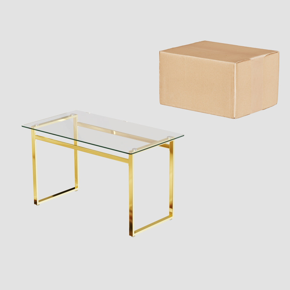 Sleek Glass Dining Table with Chic Gold Legs