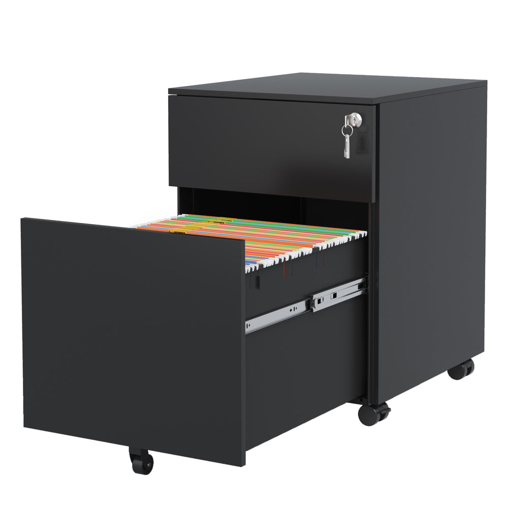 Secure Black Mobile File Cabinet