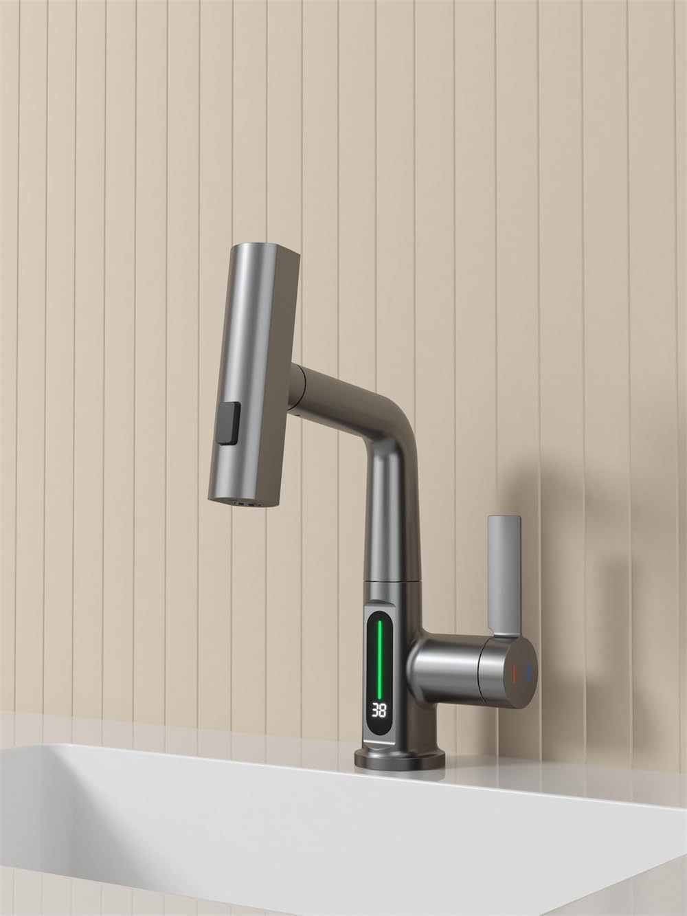 Smart Waterfall Faucet: Adjustable LED Temp Display & 360° Rotation