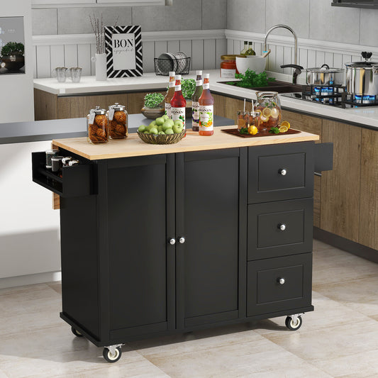 Kitchen Cart Supreme: Versatile Island with Wood Top & Storage