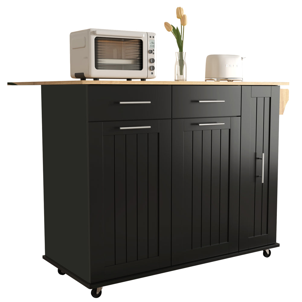 Versatile Rolling Kitchen Cart with Drop Leaf and Storage