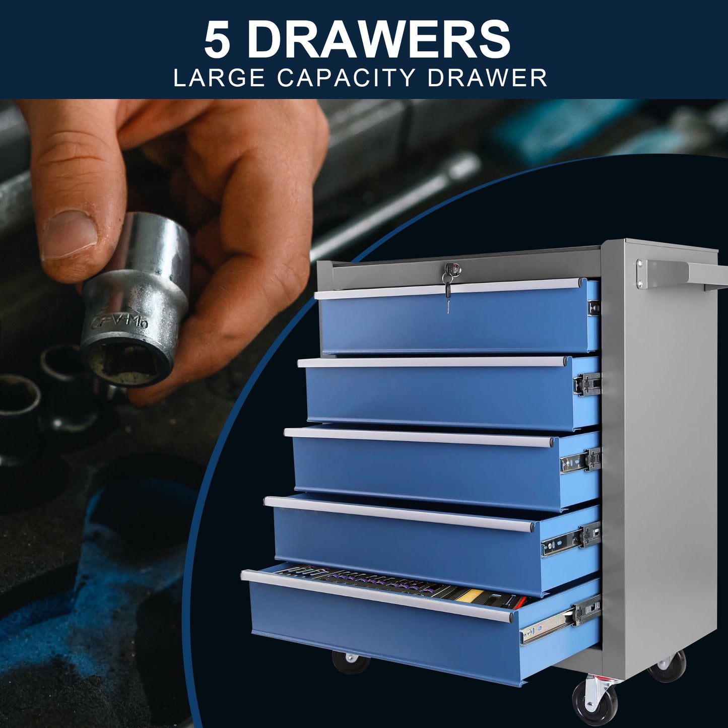 Rolling Tool Chest with Easy-Glide Drawers