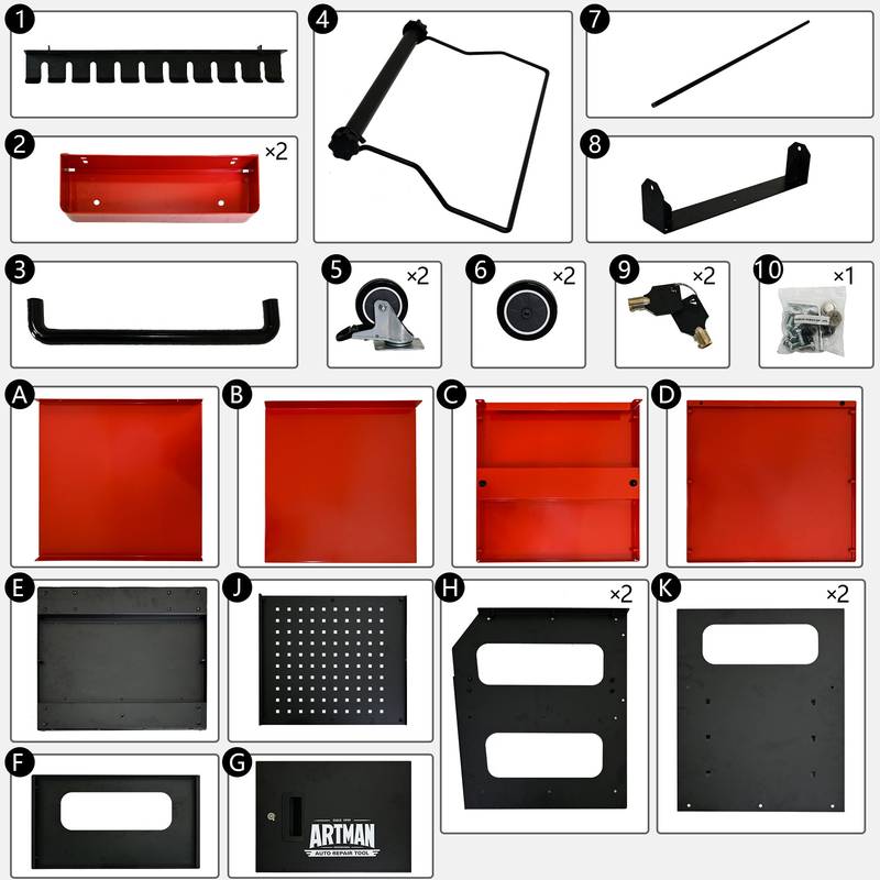 Smart Diagnostic Trolley - Black & Red