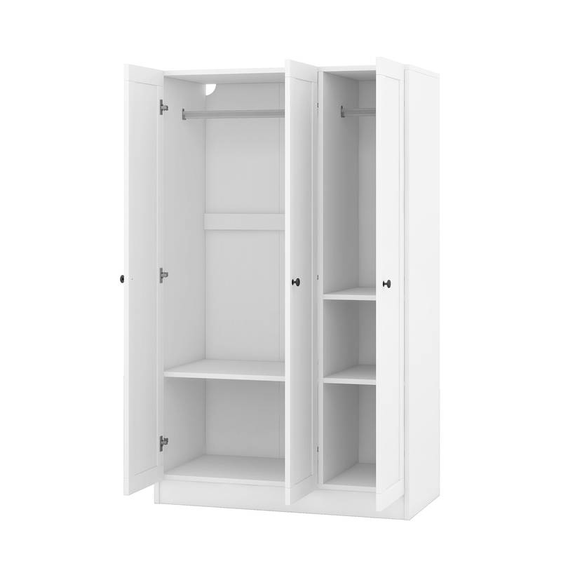 Chic White 3-Door Wardrobe with Shelves