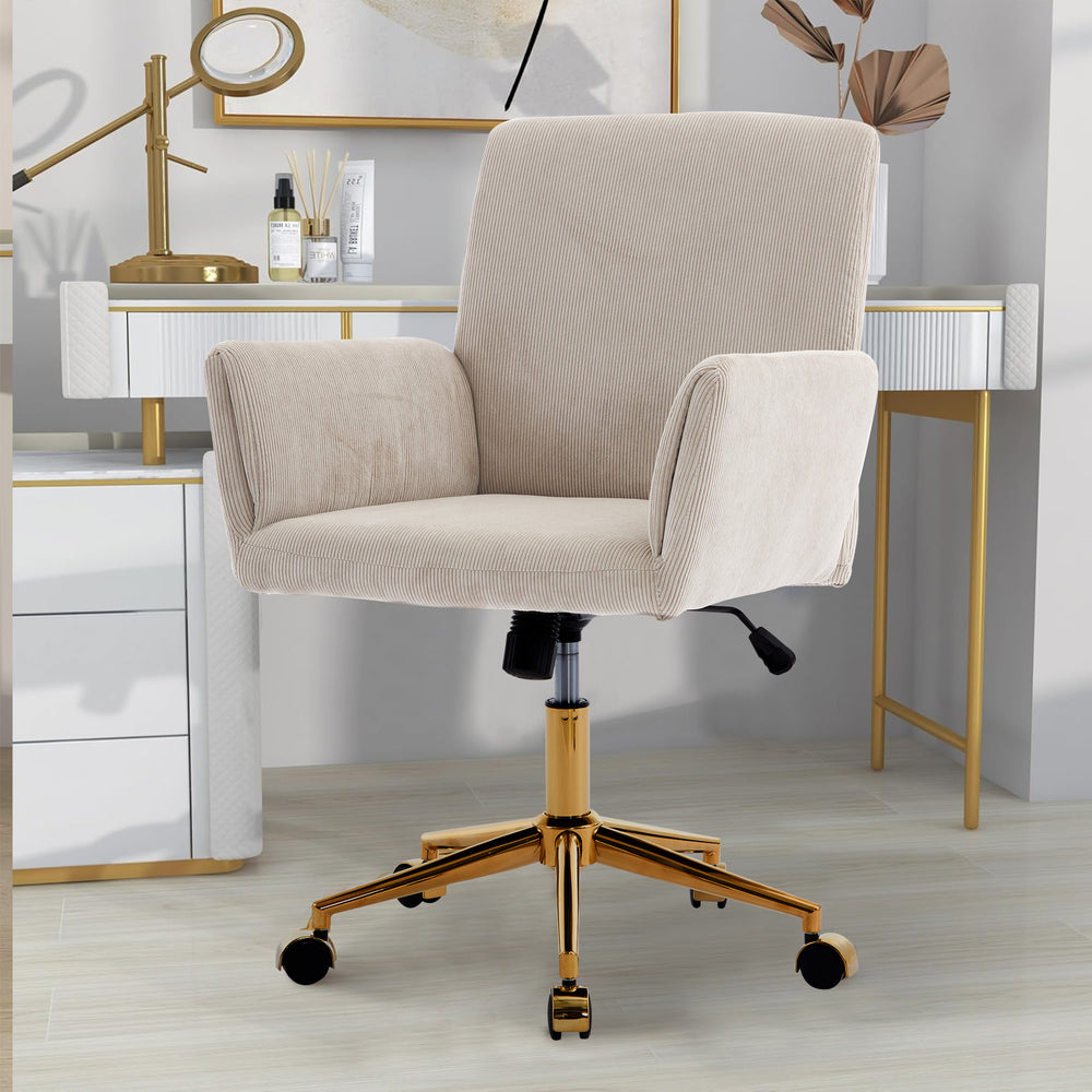 Creamy White Adjustable Corduroy Chair