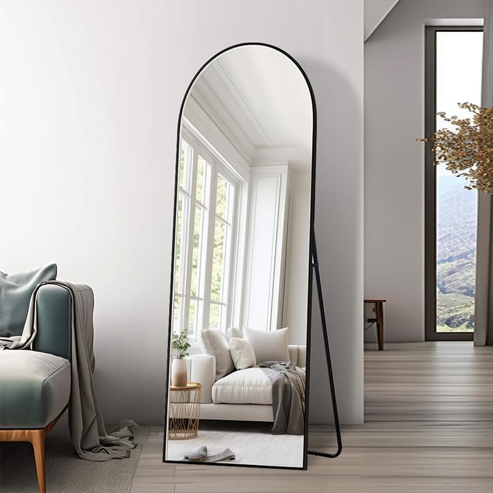 Sleek Black Arch Full-Length Mirror