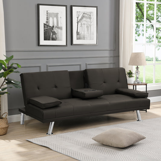 Cozy Brown Sofa Bed with Armrests