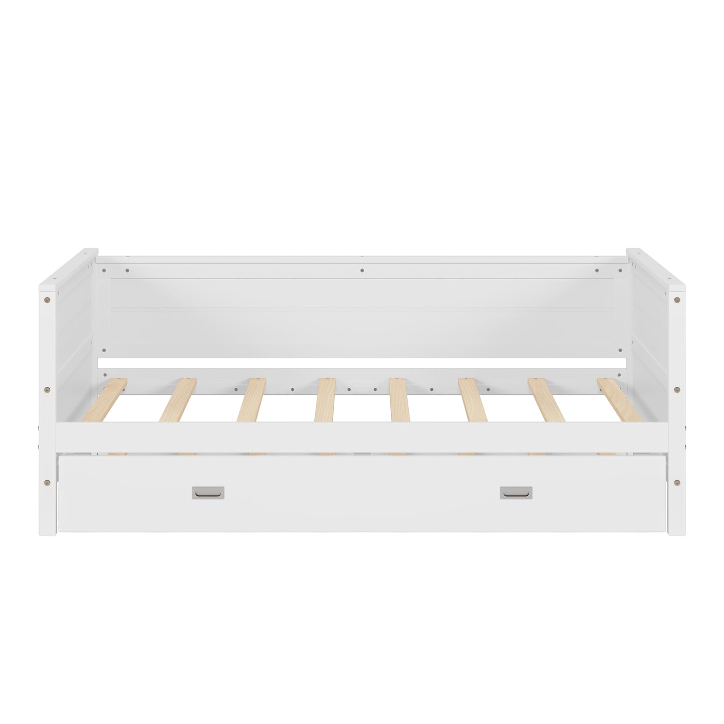 Space-Saving White Twin Daybed with Trundle for Kids & Teens