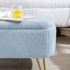 Chic Grey Faux Fur Storage Ottoman with Gold Legs