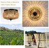 Woven Rattan Glow Flush Mount Light