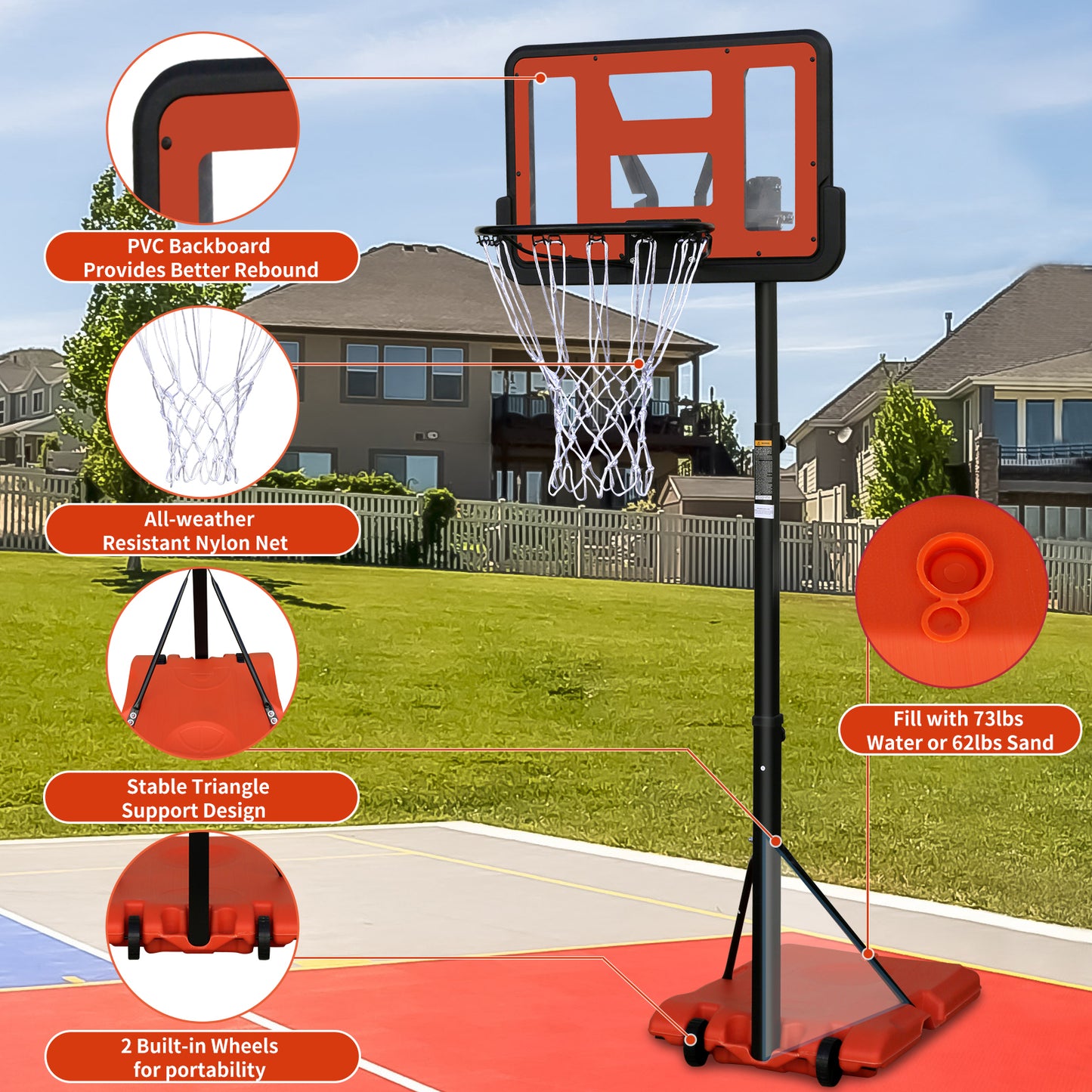 Versatile Portable Basketball Hoop with Adjustable Height