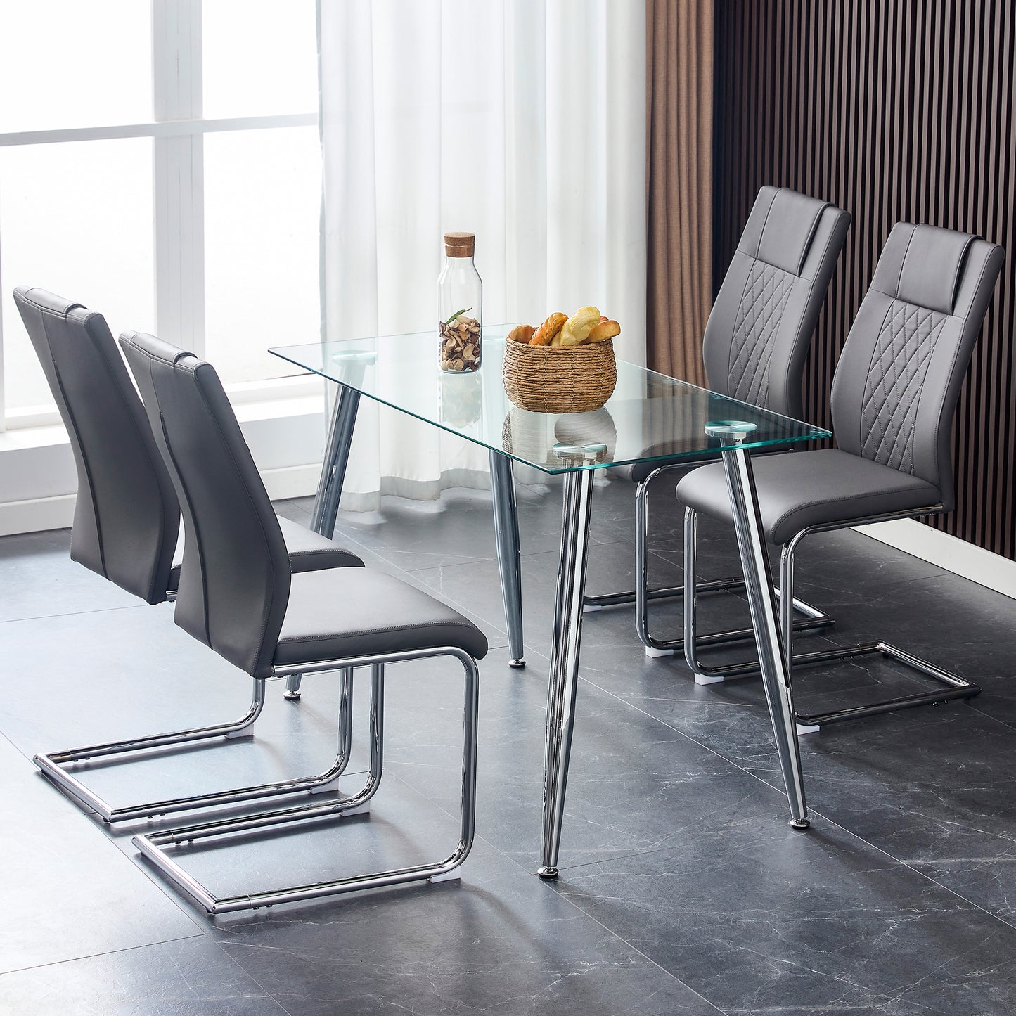 Sleek Faux Leather Dining Chairs - Set of Four