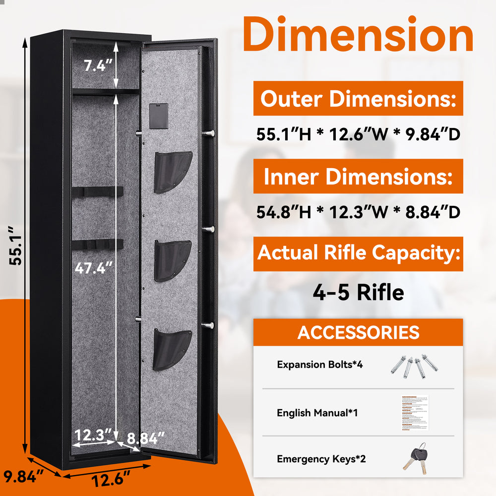 Quick Access Gun Safe with Pistol Pockets and Alarm