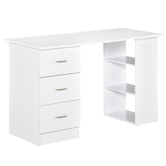 Sleek White Home Office Desk & Bookcase Combo