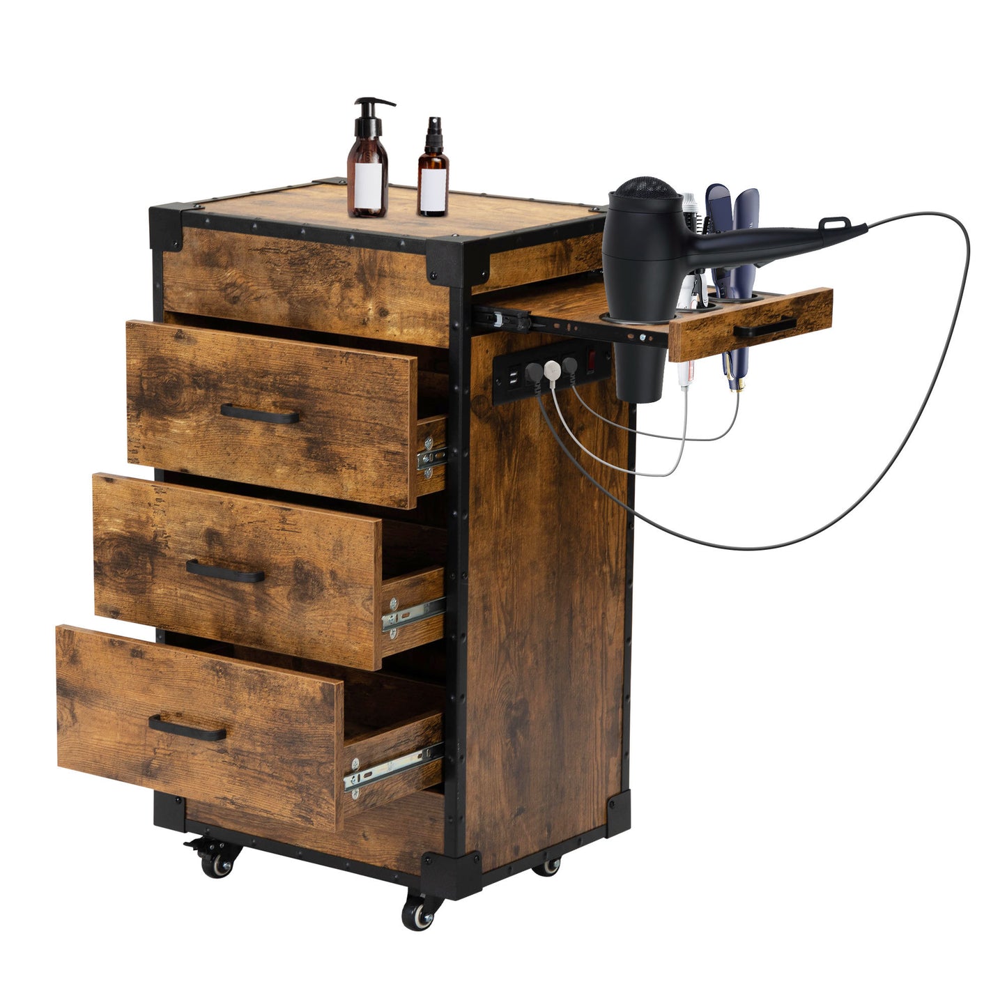 Stylish Rolling Salon Cart with Ample Storage