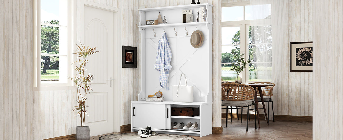 Entryway Charm: Multi-Functional Coat Rack & Storage Bench