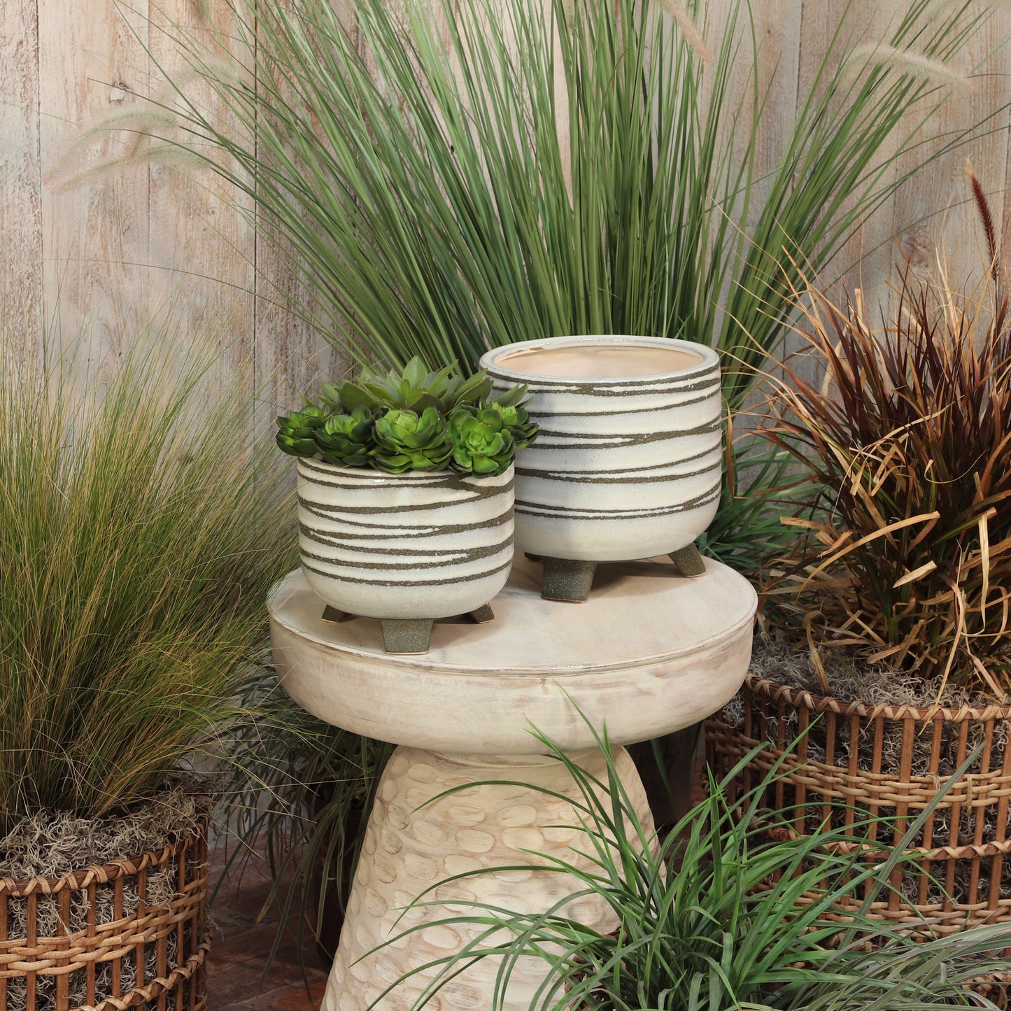 Stylish White Planter Duo