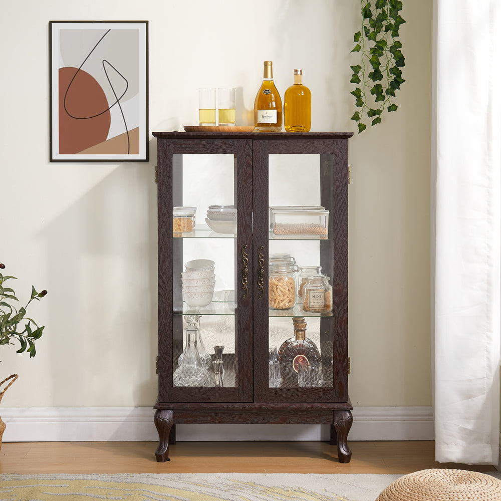 Charming Lighted Curio Cabinet with Glass Doors