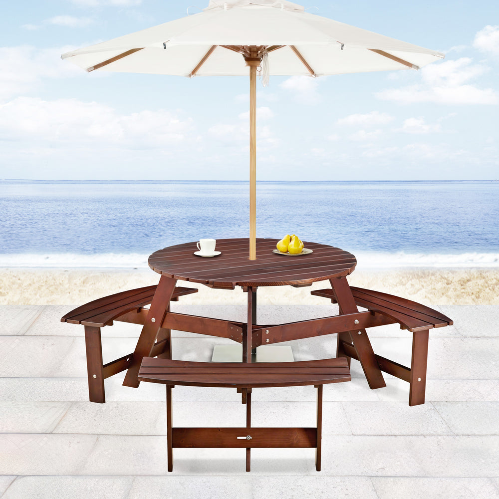 Gather & Enjoy: Spacious Round Picnic Table with Benches