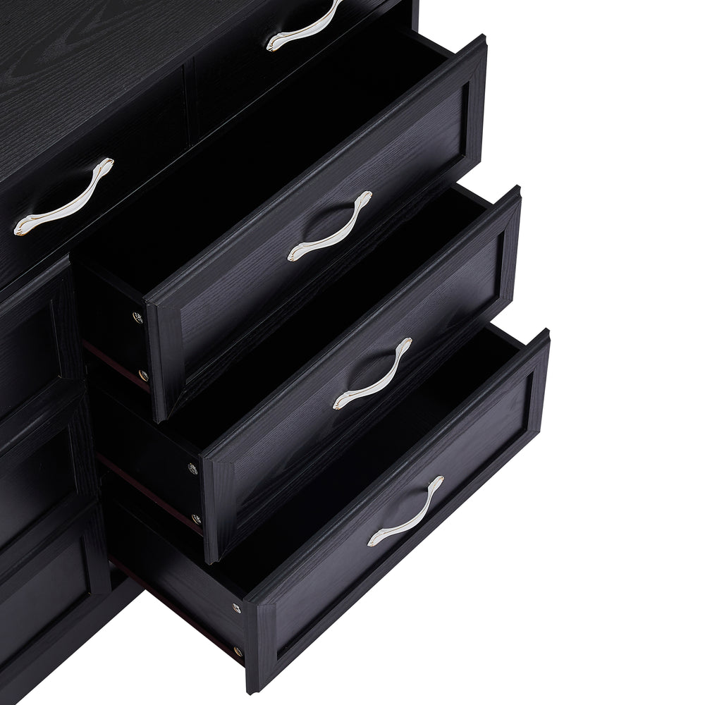 Charming Black 9-Drawer Dresser for Kids & Living Spaces