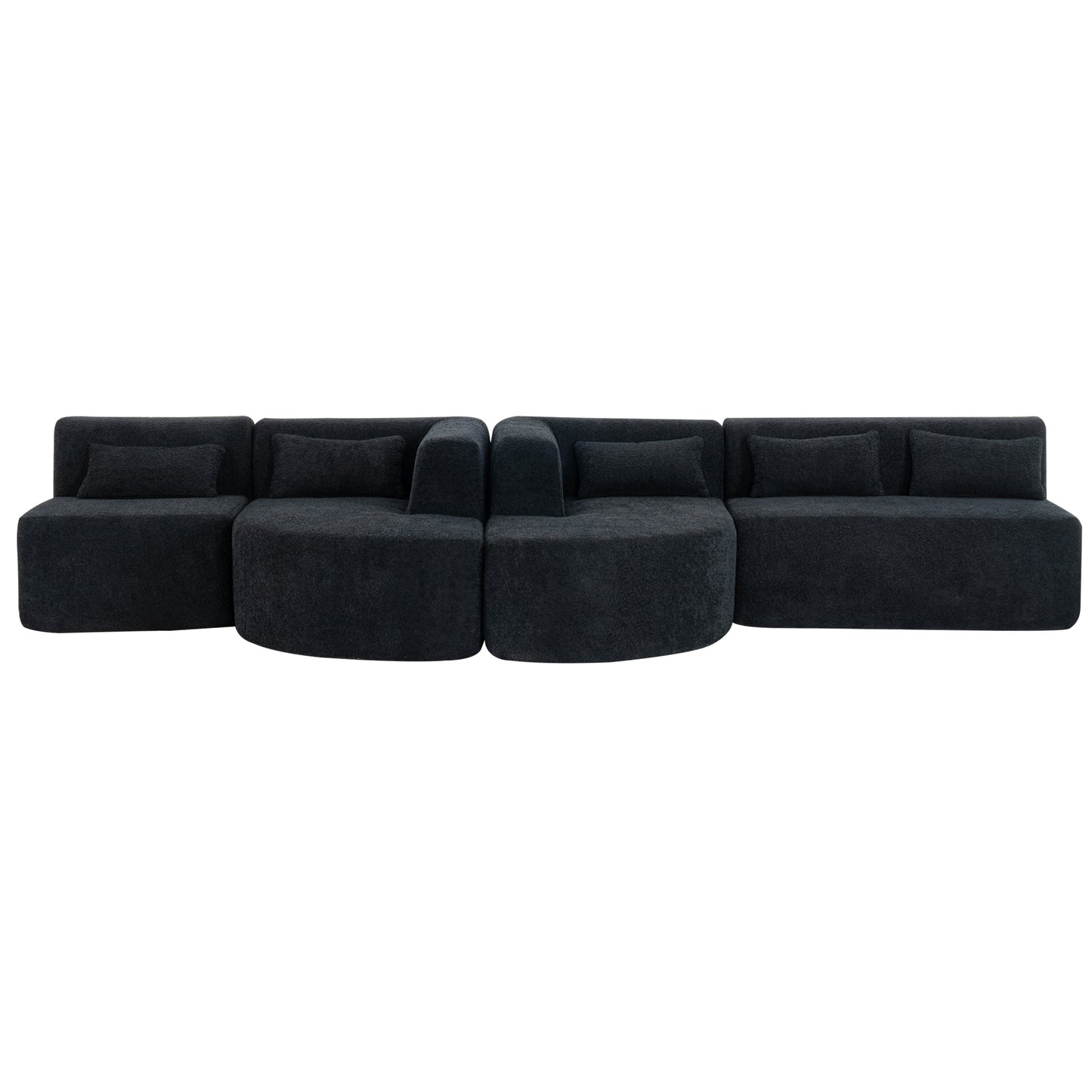 Chic Black Modular Sofa with Loungers and Plush Pillows