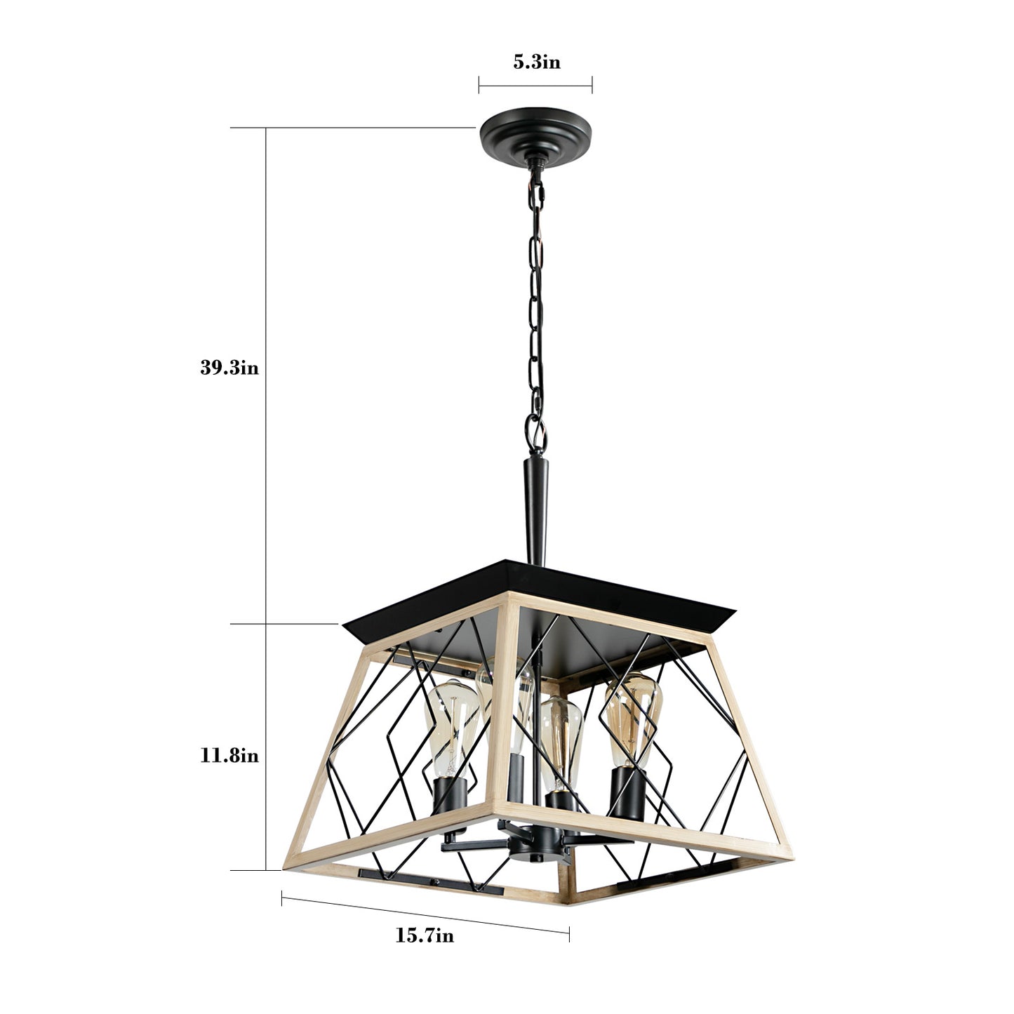 Rustic Oak 4-Light Dining Chandelier