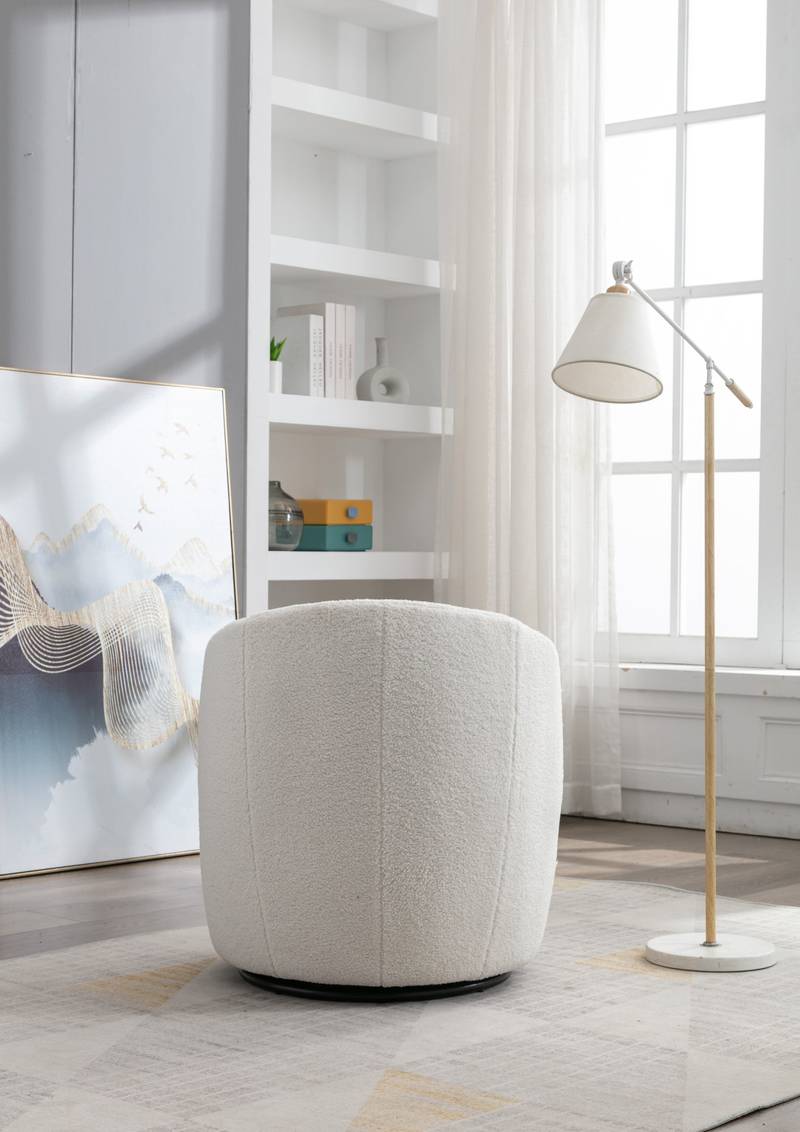 Cozy Ivory Swivel Accent Chair