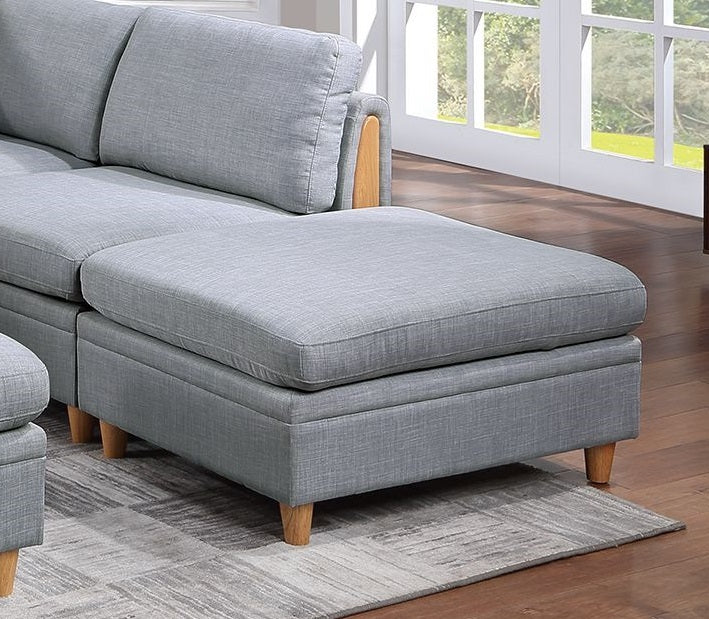 Cozy Grey Ottoman with Wooden Legs