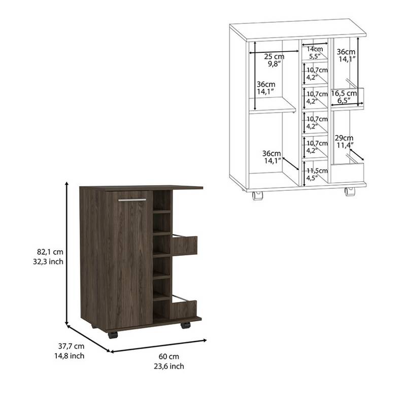 Chic Dark Walnut Bar Cart