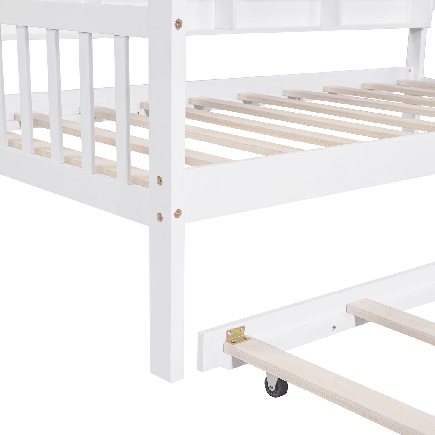 Cozy Wood House Bed with Trundle for Kids