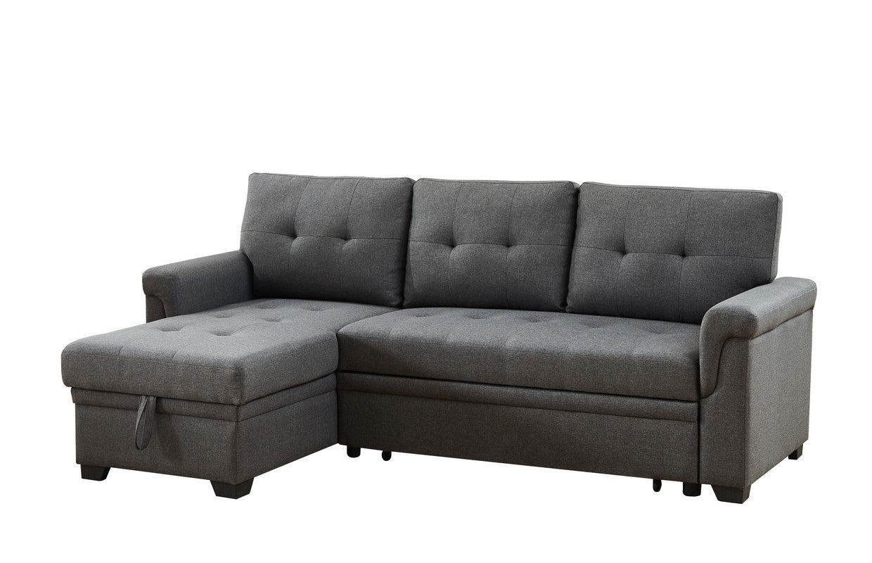 Cozy Dark Gray Sleeper Sectional Sofa with Storage Chaise