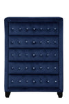 Velvet Blue Crystal Tufted Chest