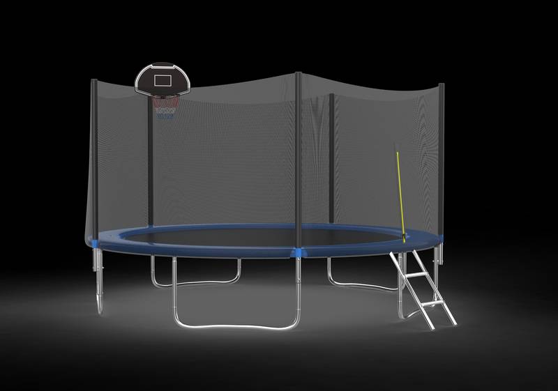 Jump & Score Trampoline with Safety Net and Basketball Hoop