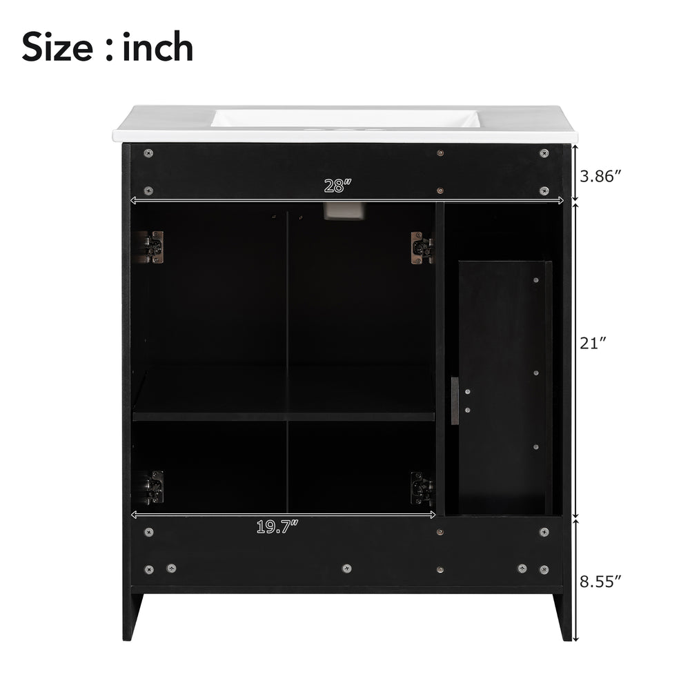 Sleek Black Vanity with Ceramic Sink & Ample Storage