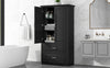 Sleek Black Bathroom Storage Cabinet with Adjustable Shelves